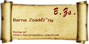 Barna Zsadány névjegykártya